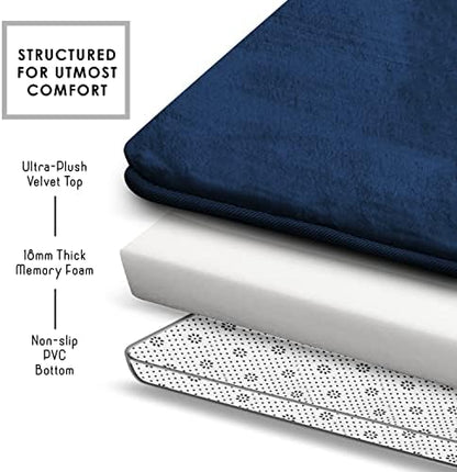 Clara Clark Bathroom Rugs, Velvet Memory Foam Bath Mat, Non-Slip, Machine Washable Bath Rugs - Dries Quickly, Ultra Soft Plush Bath Mats for Bathroom, 20 x 32, Royal Blue
