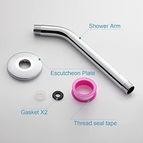 OFFO Shower Arm with Flange, 10 in Wall Mount Replacement Angle Shower Head Arm Wall-Mounted For Fixed Shower Head & Handheld Showerhead, Chrome