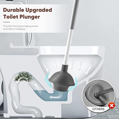 Eyliden Toilet Plunger and Brush Set, 2-in-1 Compact Holder, White