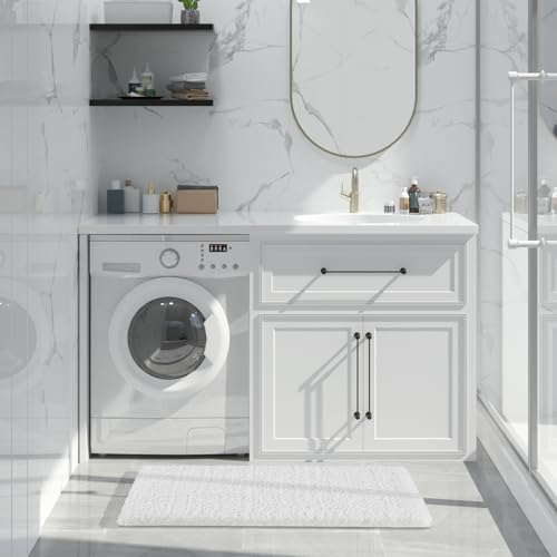 Yimobra Bathroom Rugs Non Slip Washable 36X24, Ultra Soft and Water Absorbent Bath Mats, Plush Fluffy Shower Mat Outside, Luxury Microfiber Thick Carpet Matts for Bathroom Floor/Tub, Off White