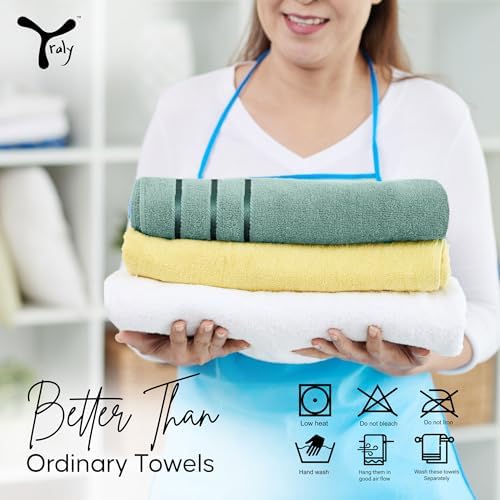 Luxury Hand Towels for Bathroom Set of 4 (16 x 28 Inch) Soft & Absorbent 600GSM Ring Spun Cotton Hand Towel Sets for Bathroom, Gym, Hotel and Spa - Viscose Stripe