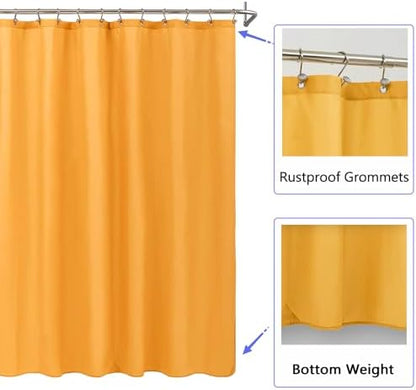LLSCL Orange Yellow Fabric Shower Curtain Liner with Magnets, Waterproof Hotel Quality, 72 x 72 Machine Washable