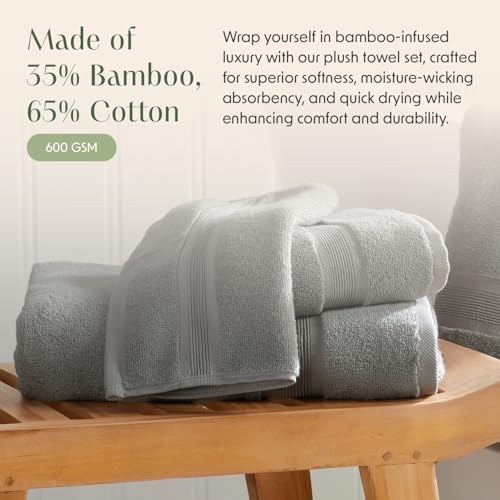 Luxury Bamboo Rayon Oversized Bath Towel Set | 2-Pack | Ultra Soft | Carbon