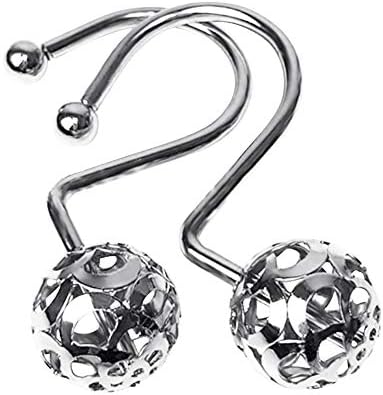 Gracelife 12Pcs Hollow Ball Shower Curtain Hooks Luxury Quality Rustproof Stainless Steel Shower Curtain Rings Hooks for Bathroom Rod (Chrome)