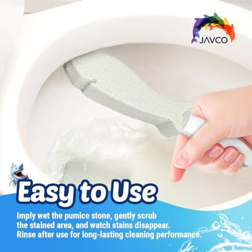 JAVCO Pumice Stone for Cleaning with Handle (2 Pack) – Scrubbing Stone for Porcelain, Ceramic and Tile, Pumiceshark for Toilet Cleaning (2, small pack)