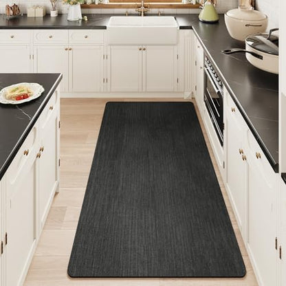 Mecko Bath Mat 24"x48",Ultra Thin Bathroom Rug fit Under Door Black