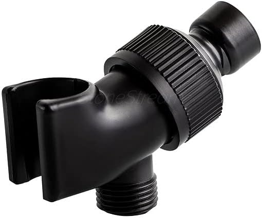 Original StoneStream Adjustable Shower Head Holder Wall Mount, Handheld Shower Arm Bracket, Matte Black Plastic, Universal 1/2 Inch Female to Male Fitting for Detachable Showerheads