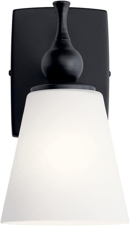 Kichler Cosabella 6 Inch 1 Light Wall Sconce with Satin Etched Case Opal in Black