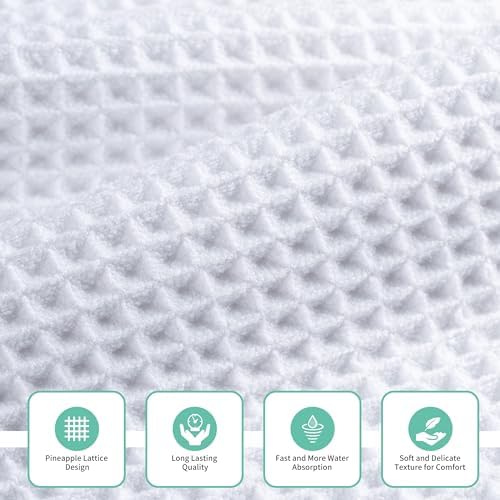 MICROFI Microfiber Waffle Bath Towels, 3 Pieces, Oversized, Soft, Absorbent, Fast Drying, Lint Free, Includes Bath, Face and Hand Towels 430 GSM
