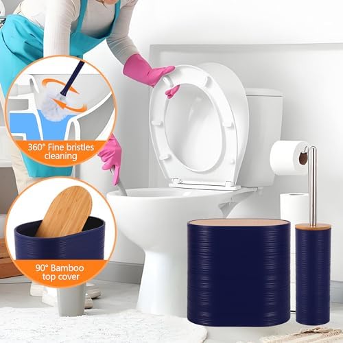 10 PCS Navyblue Bathroom Accessories Set with Trash Can Bathroom Accessory