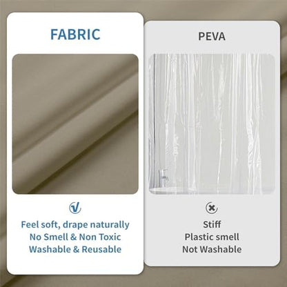 1 Pack Water-Repellent Fabric Shower Curtain Liner, 72x72 Khaki
