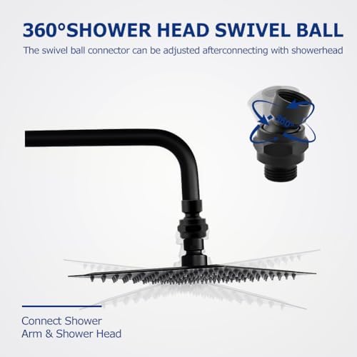 Shower Head Swivel Adapter, Adjustable Pivot Ball To Adjust Showerhead Angle, Universal All Metal Shower Arm Extension Connector, Showering Components(COLOR:Matte Black)