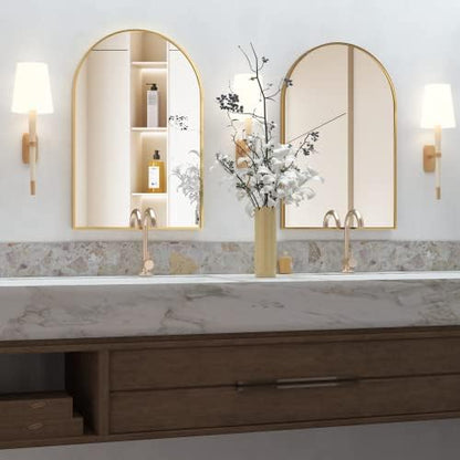 Arched Wall Mirror for Bathroom,20"x30" Arched Mirror Wall Mounted Mirror with Metal Frame, Gold Vanity Mirror Decor for Mantle, Bedroom, Entryway, Living Room
