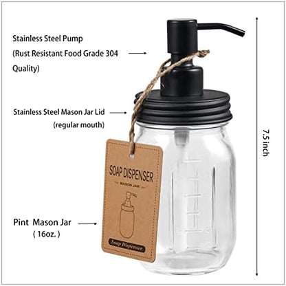 Amolliar Mason Jar Bathroom Accessories Set, 4Pcs Glass Bathroom Set, Black