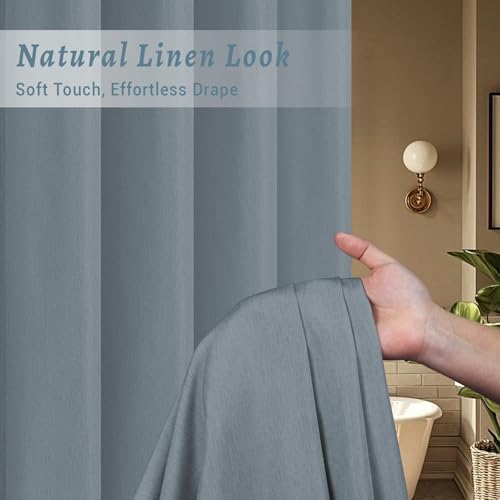 WONICY No Hook Shower Curtain with Liner, Gray Blue, 71 x 74 Inch