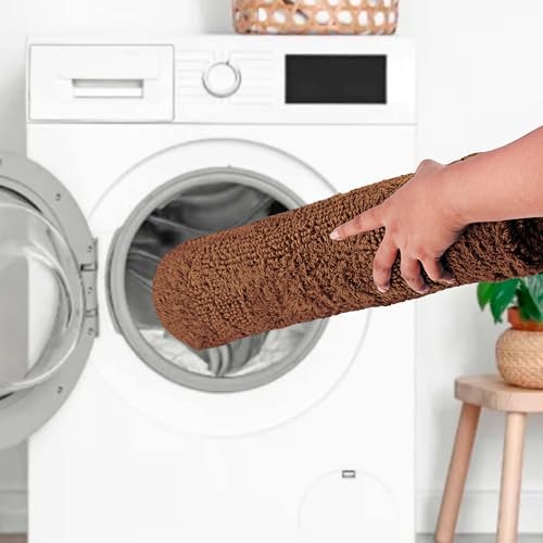 COTTON CRAFT 2 Pack Reversible Bath Mat - Soft Plush Bath Rug -17x24- Mocha