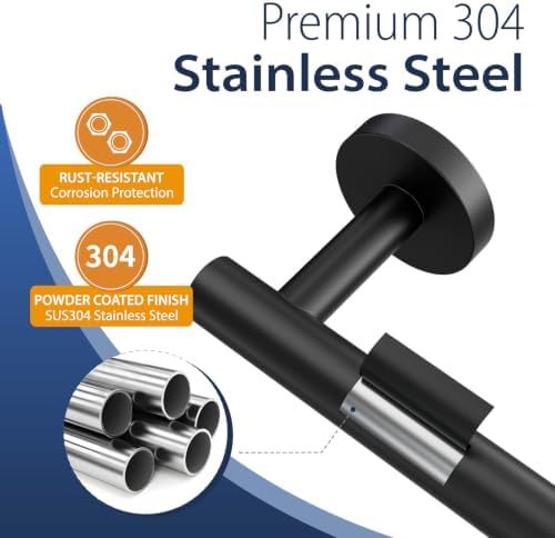 24 Inch Black Towel Bar for Bathroom Wall Mounted,SUS304 Stainless Steel