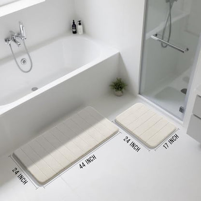 Yimobra Large Memory Foam Bathroom Mat Set, 44 x 24&24 x 17 in, Cream White