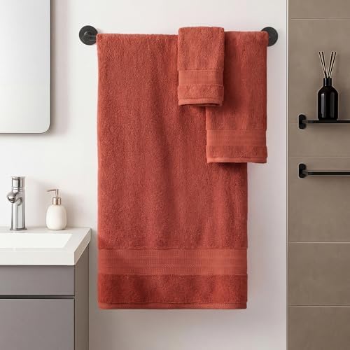 REDKISS 8 Piece Burnt Orange Towels Set, 100% Cotton, 600 GSM