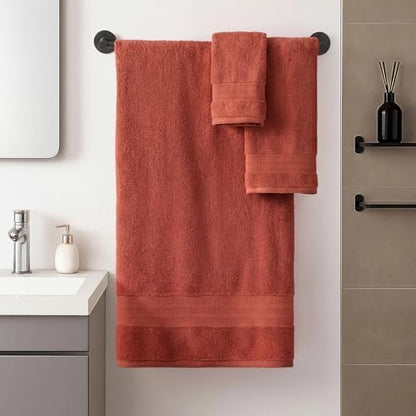 REDKISS 8 Piece Burnt Orange Towels Set, 100% Cotton, 600 GSM