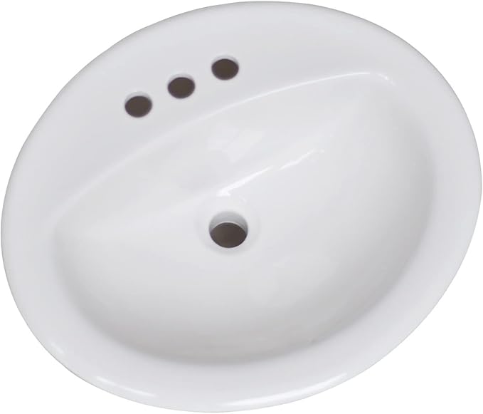 Design House 583203-WHT Traditional Simple Oval Drop-In Sink 20x17 Single Basin in White
