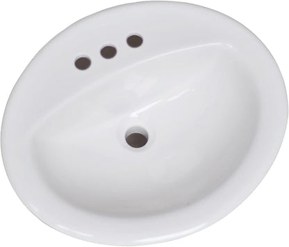 Design House 583203-WHT Traditional Simple Oval Drop-In Sink 20x17 Single Basin in White