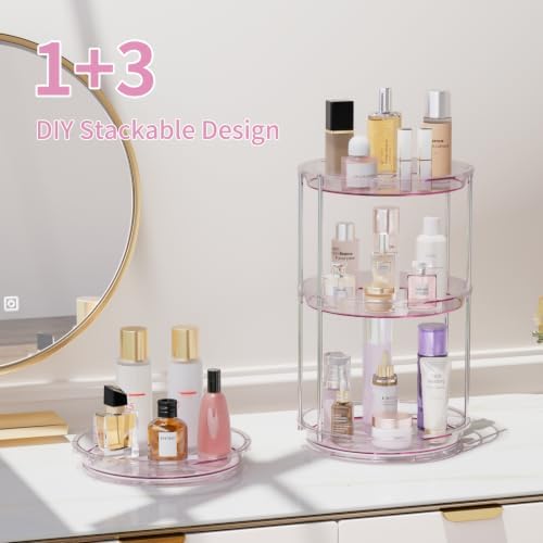 Rotating Makeup Organizer, Perfume Skincare Holder, 2 Tier 9 Inch, Mauve