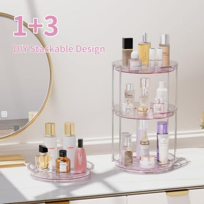 Rotating Makeup Organizer, Perfume Skincare Holder, 2 Tier 9 Inch, Mauve