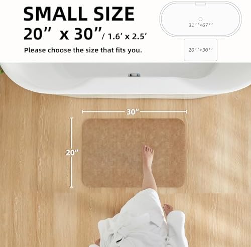 TYUU Thin Bath Mat, Small Bathroom Rugs Non Slip Washable, 20x30 Camel
