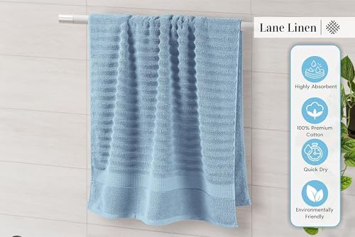 LANE LINEN Bath Towel Set 100% Cotton 6 Piece Soft Absorbent - Blue