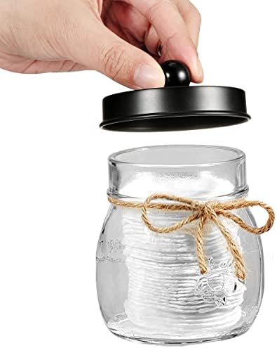 Amolliar Mason Jar Bathroom Accessories Set, 4Pcs Glass Bathroom Set, Black