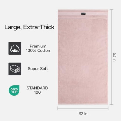 REDKISS 2 Pack Large Bath Towels Set, 100% Cotton, 32x63 in, Heavyweight 760G, Highly Absorbent & Quick Dry, Super Soft Luxury Towels for Bathroom,Hotel Collection - Pink Dark Gray