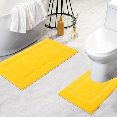 SHACOS Soft Microfiber Bathroom Rugs Set 2 Pieces with Toilet Rug