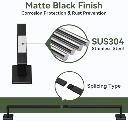 10-Pieces Matte Black Bathroom Accessories, 24 Inch Bathroom Hardware Set
