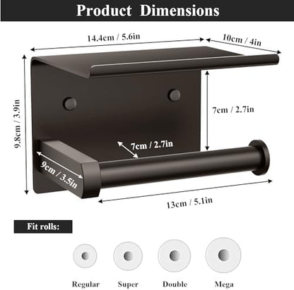 Toilet Paper Holder with Shelf Wall Mounted Toilet Paper Roll Dispenser