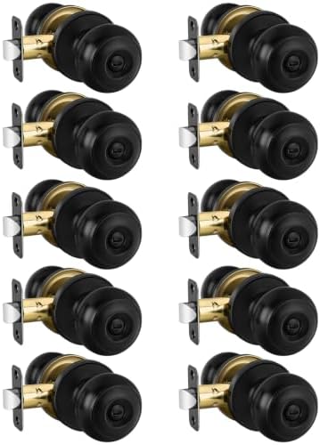 Haidms 10 Packs Black Interior Door Knob, Matte Black Door Knob Interior Privacy, Bedroom Door Knobs, Black Door Knobs Interior Bulk, Indoor Guest Door Knob(Matte Black)