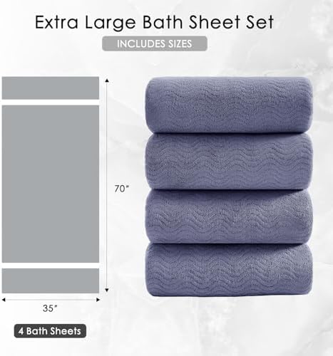 4 Piece Extra Large Bath Towel 35"x70" Oversized Bath Sheet Bath Towel Set for Bathroom Ultra Soft Cozy Highly Absorbent Quick Dry Bathroom Towel for Spa Gym Hotel,Shower Towel for Daily Use,Wedgewood