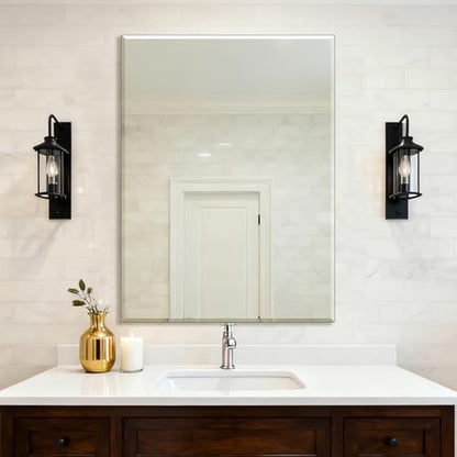 Frameless Wall Mirror 48” x 36“ Bathroom Mirror for Over Sink Beveled Edge
