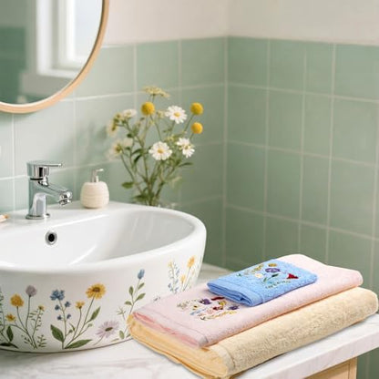Peryiter 3 Pack Wildflower Decorative Bath Towel Set
