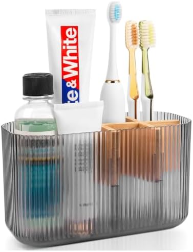 GFWARE Clear Acrylic Toothbrush Holder, 5 Slots Bathroom Storage Organizer