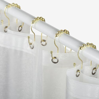 Goowin Shower Curtain Hooks, 12 Pcs Shower Curtain Rings, Stainless Steel Gold Shower Curtain Hooks, Rust Proof Shower Curtain Hangers, Smooth Sliding Anti-Drop Shower Rings for Curtain (Gold)