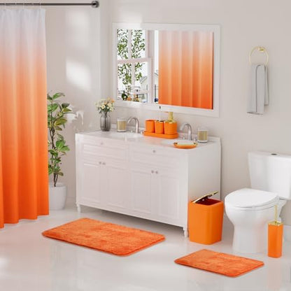 XLHOMO Bathroom Accessory Set - 24PCS Luxury Bathroom Accessories Set, Bathroom Sets with Shower Curtain and Rugs, Orange Bathroom Set with Trash Can, Toothbrush Holder & Soap Dispenser for Home Decor
