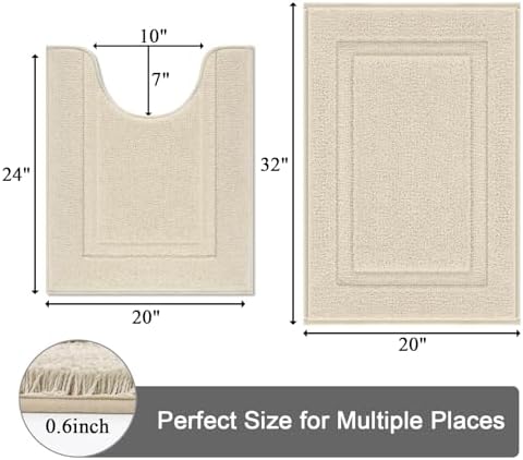SHACOS Soft Microfiber Bathroom Rugs Set 2 Pieces with Toilet Rug
