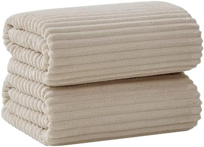 2 Piece Bath Sheets, 40"x80" Microfiber Bath Towels, Beige