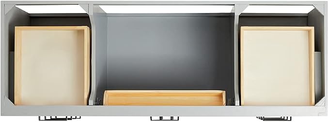 ARIEL Hepburn 60-inch Bathroom Vanity with Sink,Solid Wood, 1.5-inch Pure White Quartz Countertop & Backsplash, Single Rectangular Porcelain Sink, 2 Soft Closing Doors, 9 Dovetail Drawers, Grey