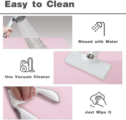 TYUU Thin Bath Mat, Bathroom Rugs Non Slip Washable, 20x48 Pink