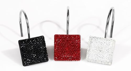 Clear Bling Shower Curtain Hooks: Christmas Bathroom Curtain Rings, 12Pcs