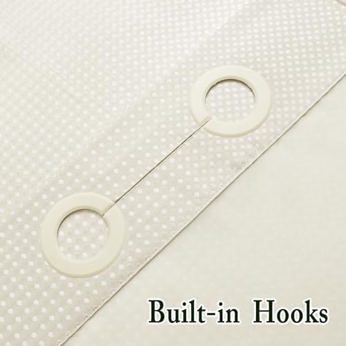 Gibelle No Hook Cloth Ivory Shower Curtain with Liner, 36x74