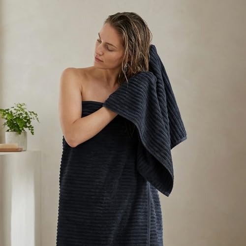 REDKISS Black Bath Towels Set 8 Piece - Microfiber Bathroom Towels of 8 Large, Highly Absorbent Bath Towel, Soft Shower Towel for Bathroom, Hotel 2 Bath Sheet 2 Hand 2 Washcloths 2 Hair Towel Wrap