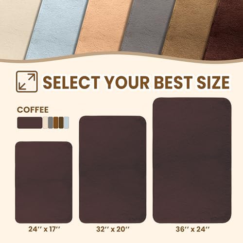 TECHMILLY Fluffy Bathroom Rug Mat 32x20, Absorbent Thick Non Slip Microfiber Mats, Quick Dry Machine Washable Bath Rug for Bathroom Floor, Bathtub and Shower, Brown